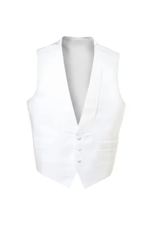 White Pique Full Back Tuxedo Vest