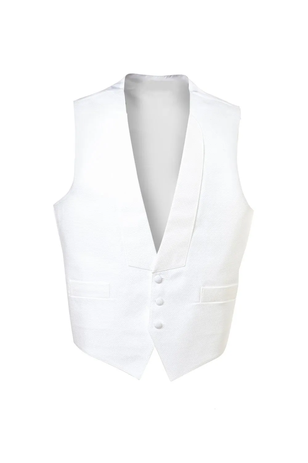 White Pique Full Back Tuxedo Vest