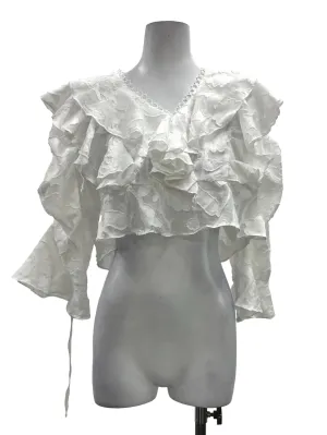 White Ruffled Lace Blouse