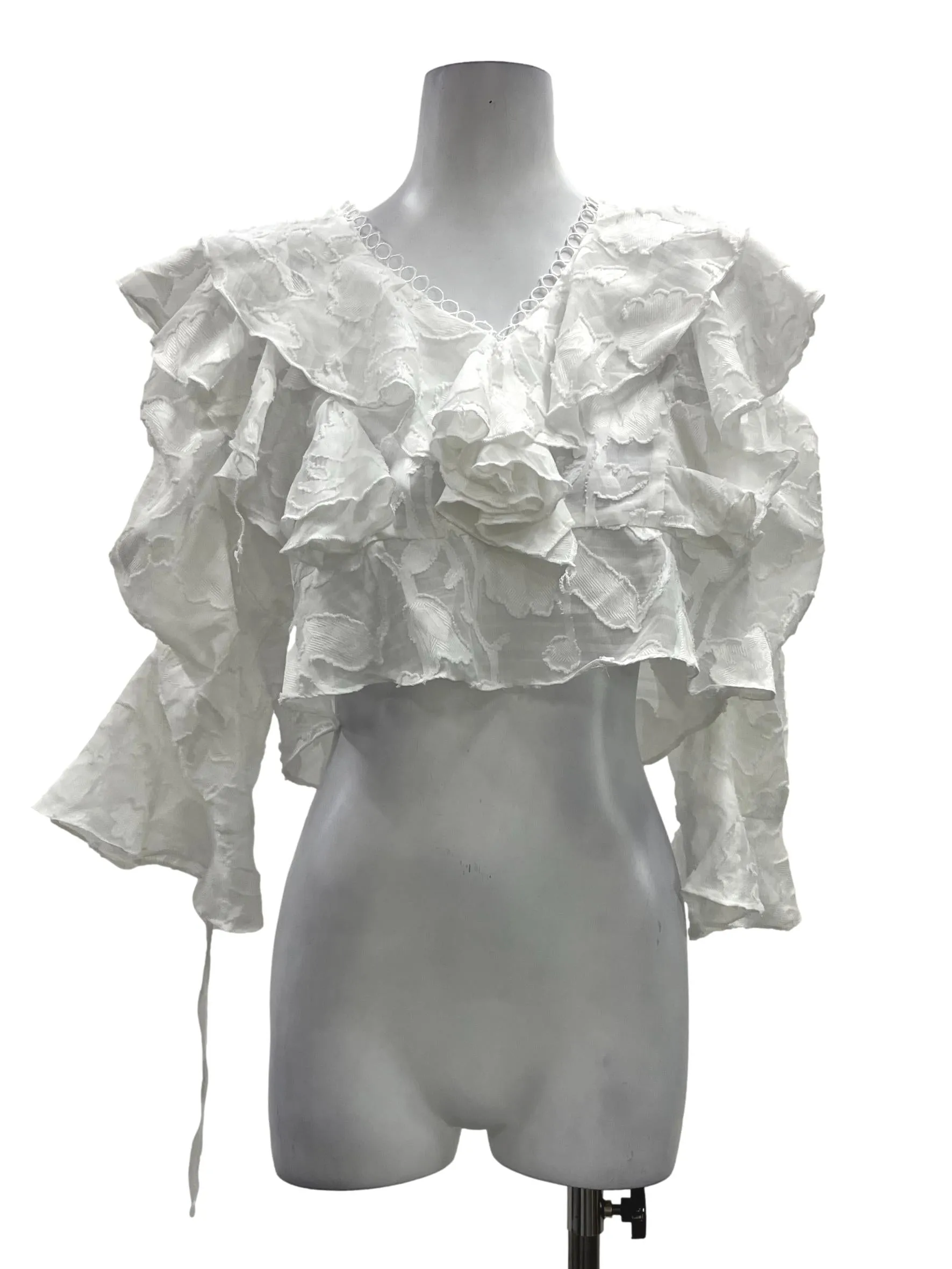 White Ruffled Lace Blouse