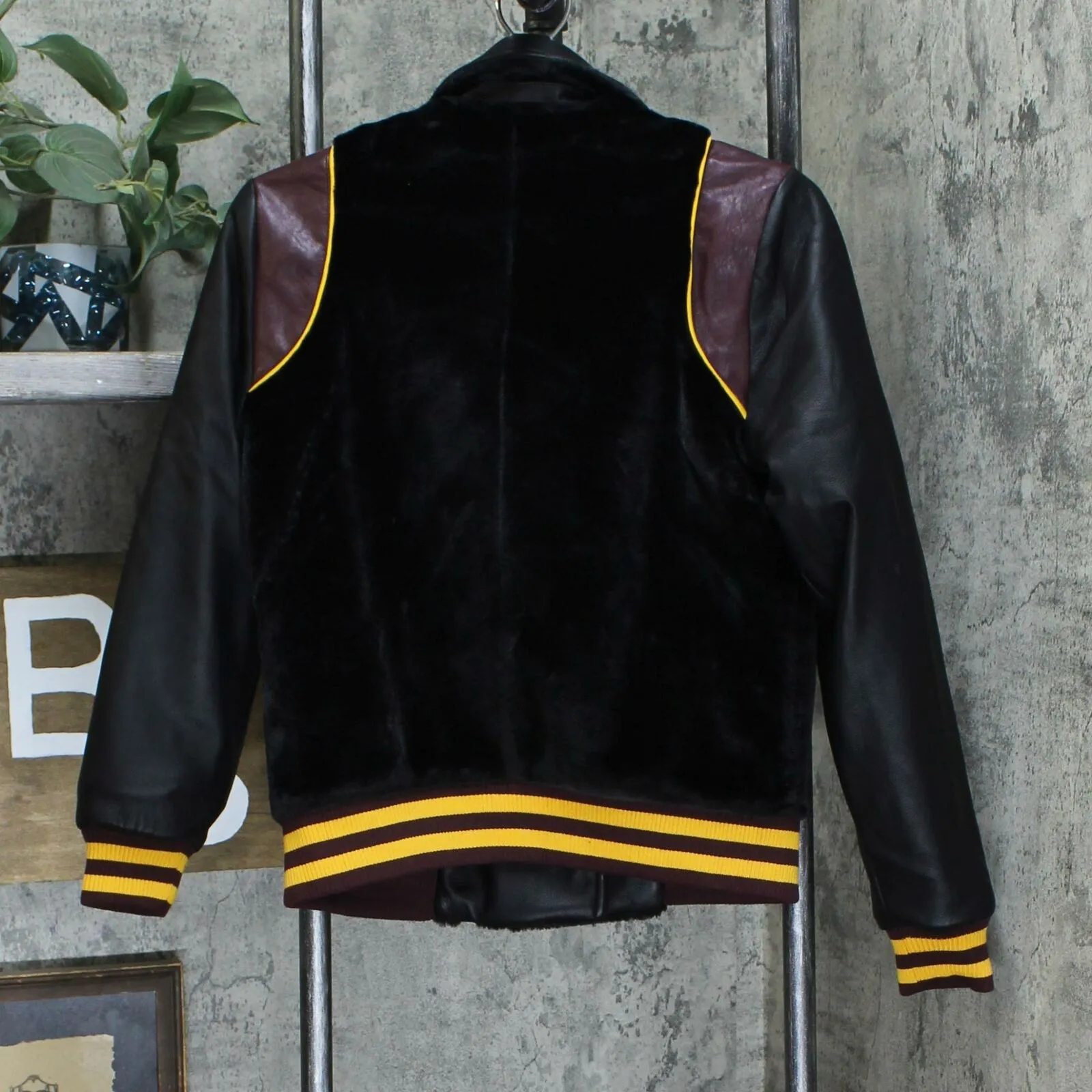 William Rast Women's Noelie Mixed-Media Varsity Jacket Black Small