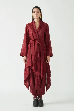 Wine Loie Embroidered Overlay