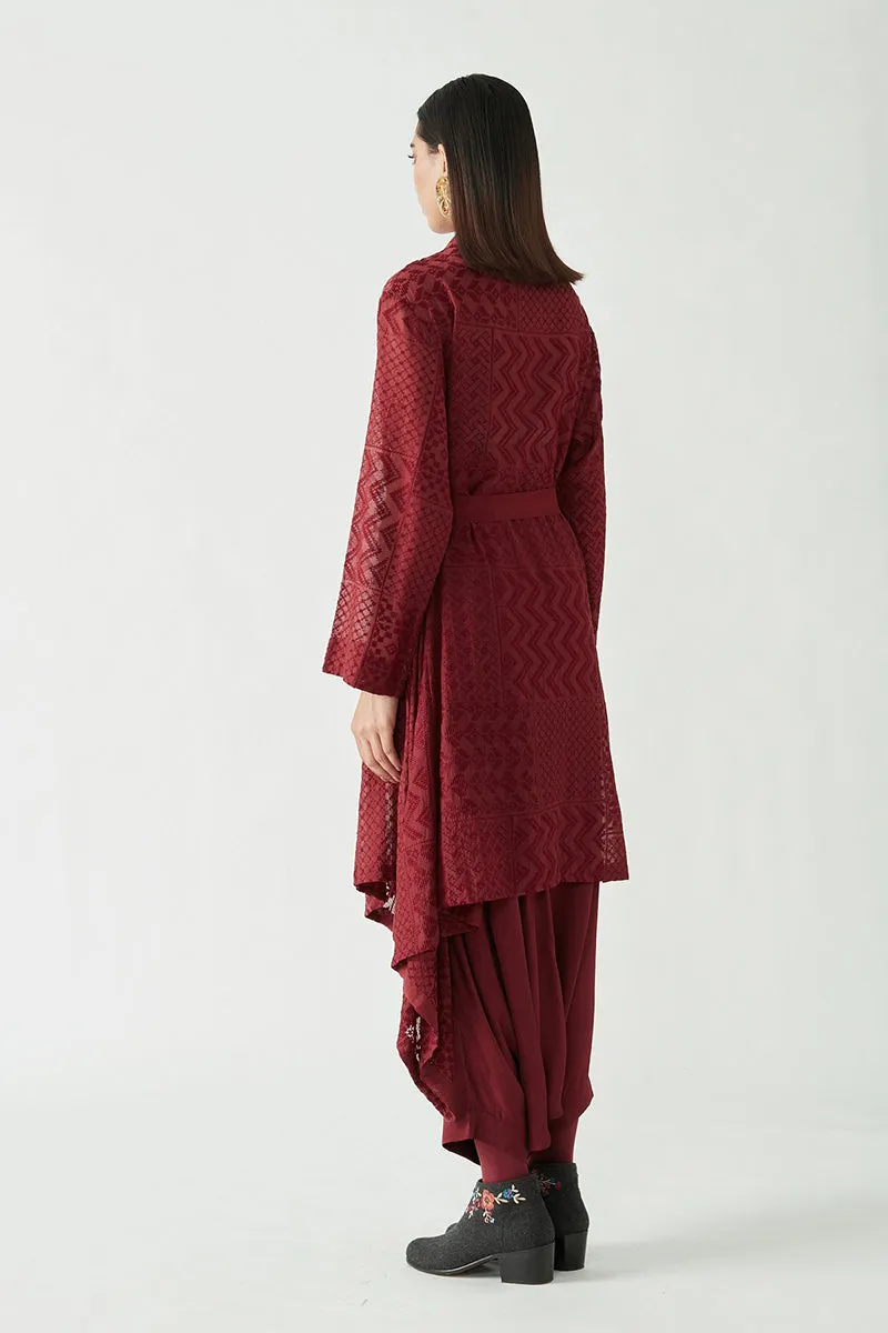 Wine Loie Embroidered Overlay