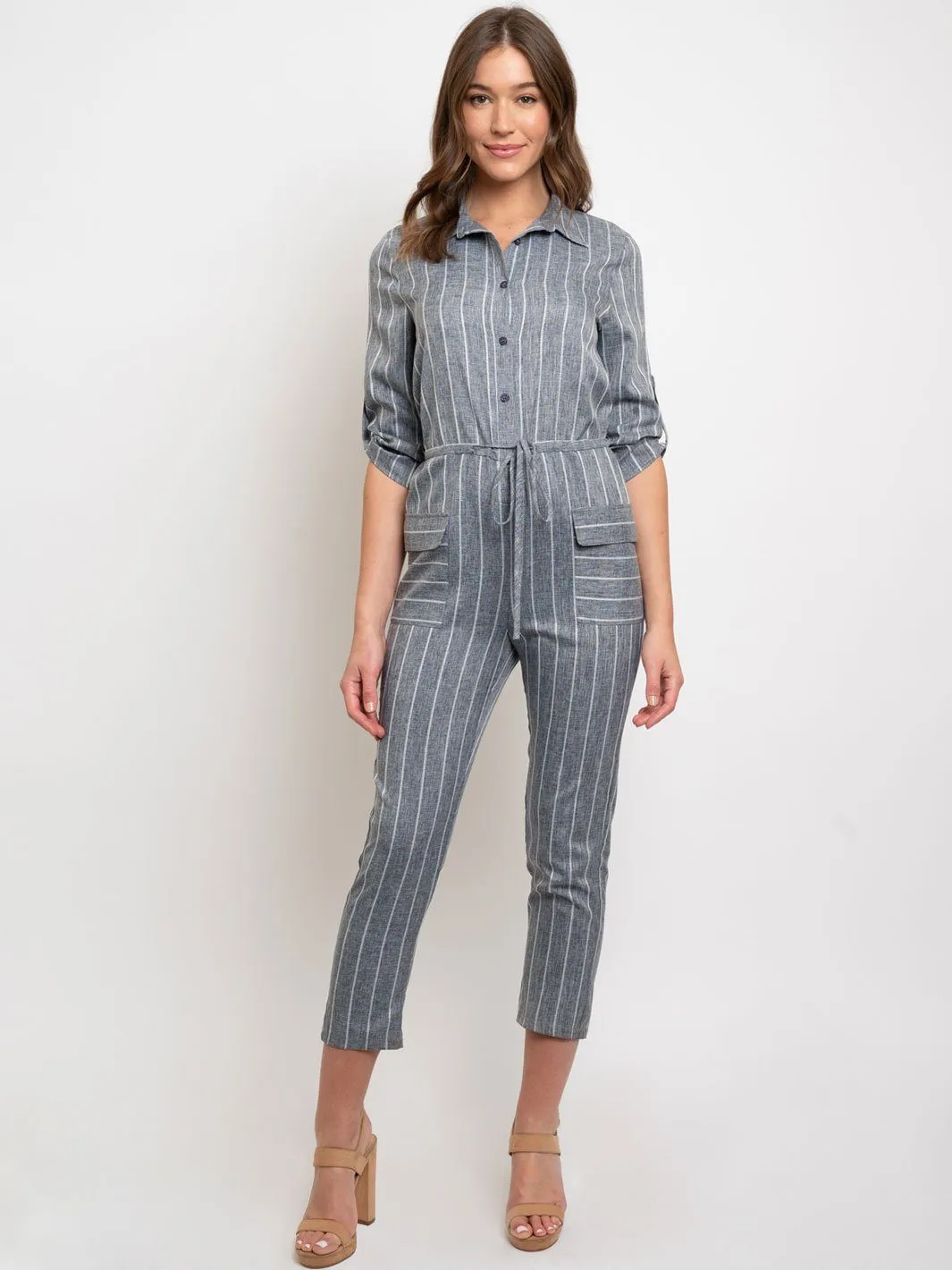 WOMEN'S POCKET POINT SHIRT STYLE JUMPSUIT