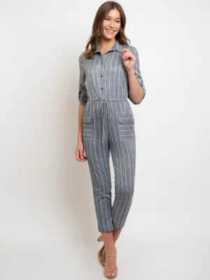 WOMEN'S POCKET POINT SHIRT STYLE JUMPSUIT