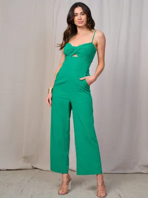 WOMEN'S SLEEVELESS CUT OUT OPEN BACK WIDE LEG JUMPSUIT
